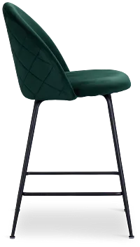 Capri Dark Green Velvet Upholstered 24" Barstools W/black Legs