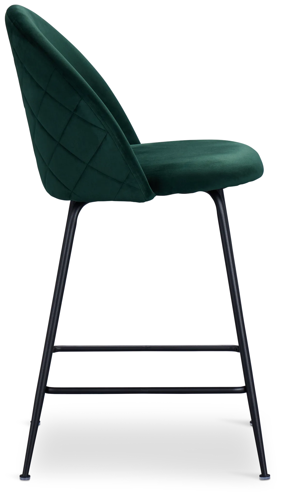 Capri Dark Green Velvet Upholstered 24" Barstools W/black Legs