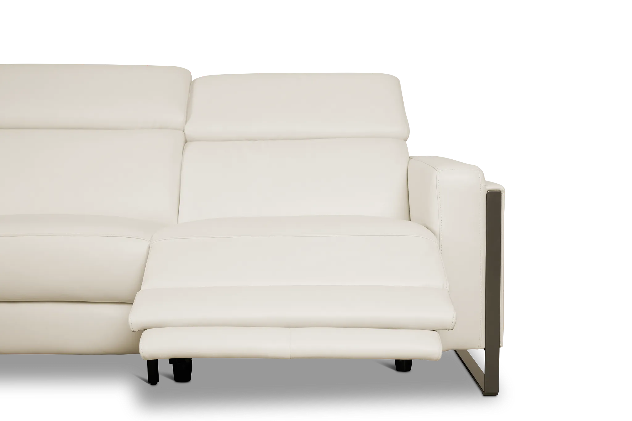 Atlas White Lthr/vinyl Left Chaise Power Reclining Sectional