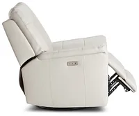 Owen Light Gray Leather Power Swivel Glider Recliner