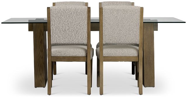 Vance Glass Rectangular Table & 4 Upholstered Chairs