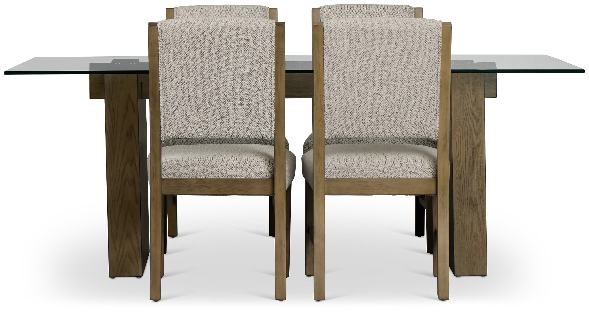 Vance Glass Rectangular Table & 4 Upholstered Chairs Vance Glass Rectangular Table & 4 Upholstered Chairs