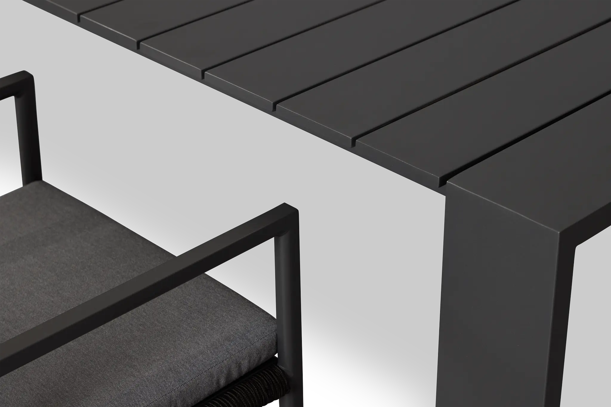 Sunrise Dark Gray 86" Rectangular Table & 4 Aluminum Arm Chairs Sunrise Dark Gray 86" Rectangular Table & 4 Aluminum Arm Chairs