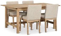Taylor Light Tone Rect Table & 4 Upholstered Chairs