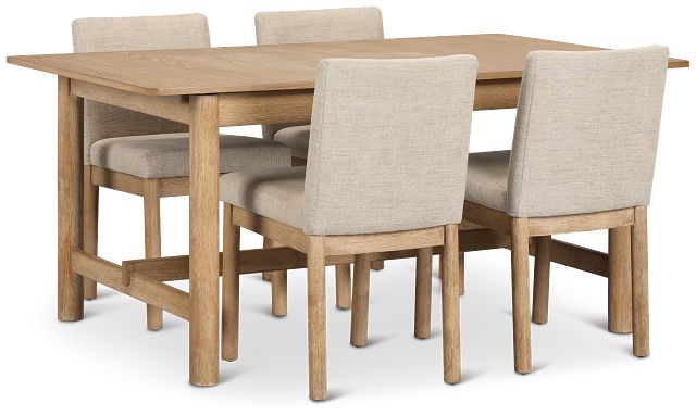 Taylor Light Tone Rect Table & 4 Upholstered Chairs