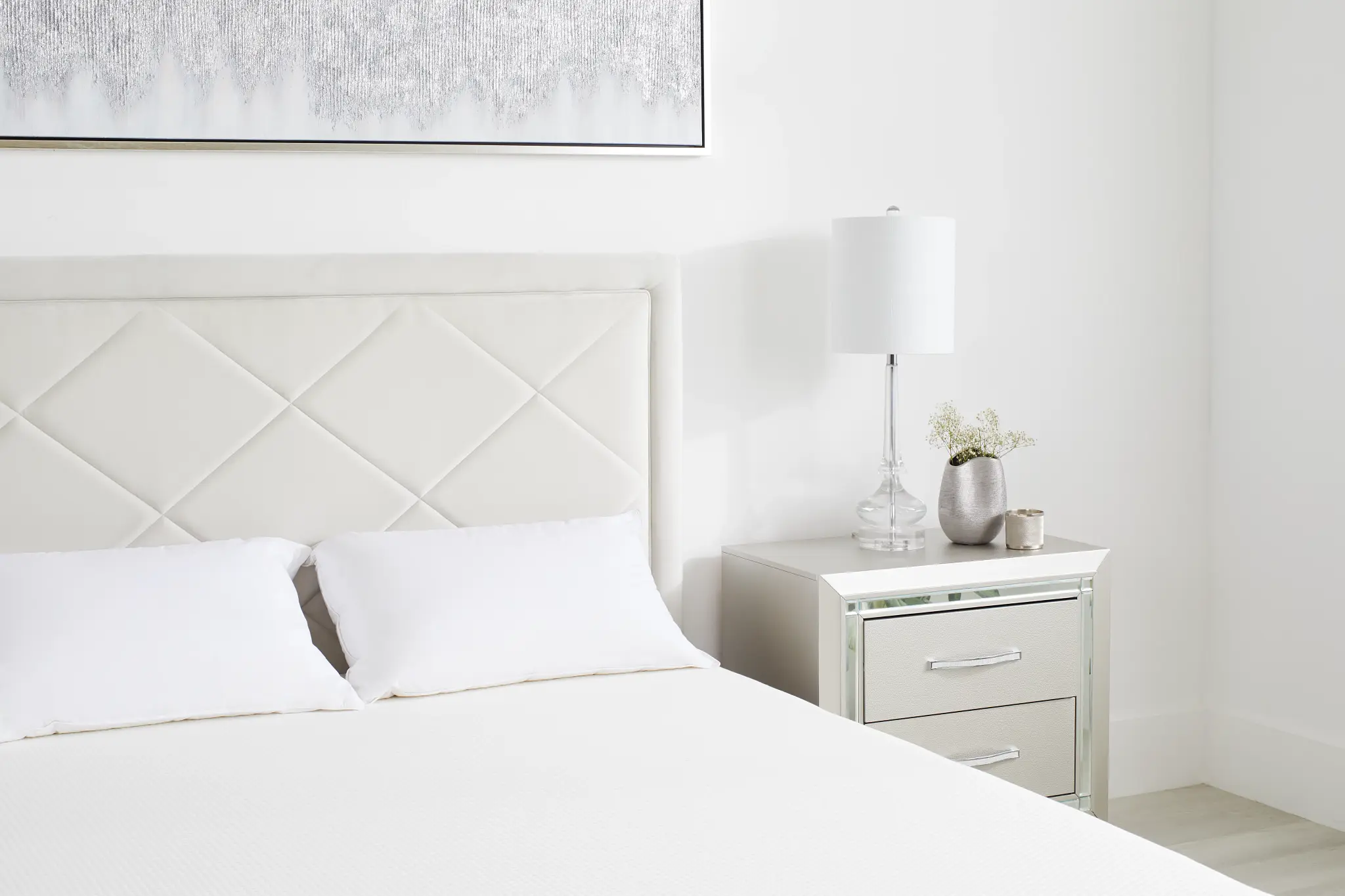 Collin Beige Velvet Platform Bed Collin Beige Velvet Platform Bed
