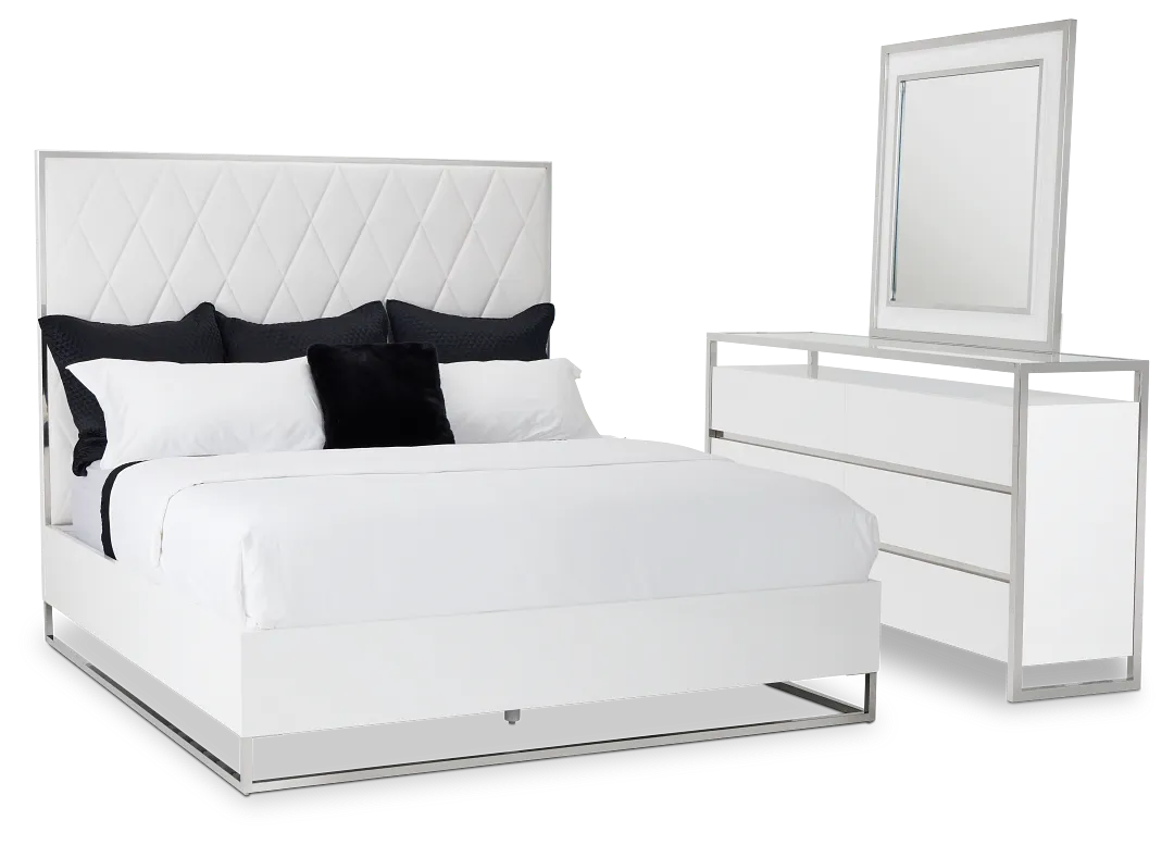 Miami White Uph Platform Bedroom
