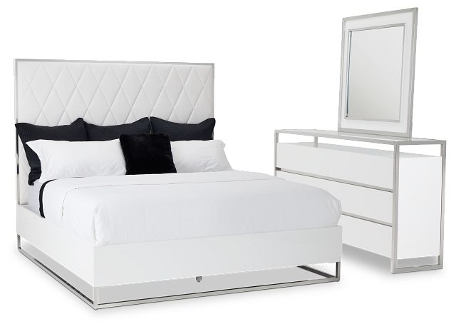 Miami White Uph Platform Bedroom