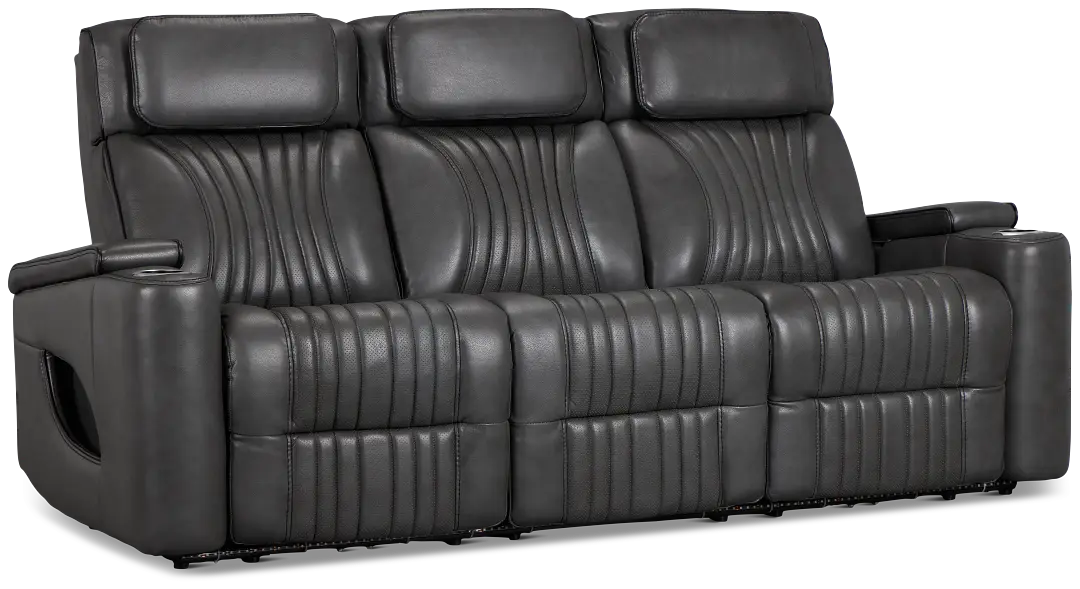 Nova Dark Gray Lthr/vinyl Power Reclining Sofa W/ Massage Nova Dark Gray Lthr/vinyl Power Reclining Sofa W/ Massage