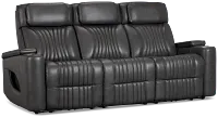 Nova Dark Gray Lthr/vinyl Power Reclining Sofa W/ Massage
