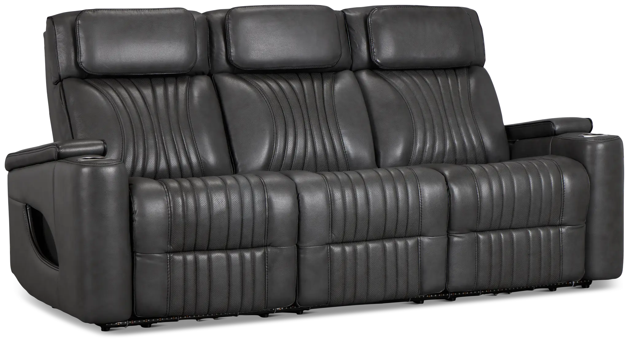 Nova Dark Gray Lthr/vinyl Power Reclining Sofa W/ Massage Nova Dark Gray Lthr/vinyl Power Reclining Sofa W/ Massage