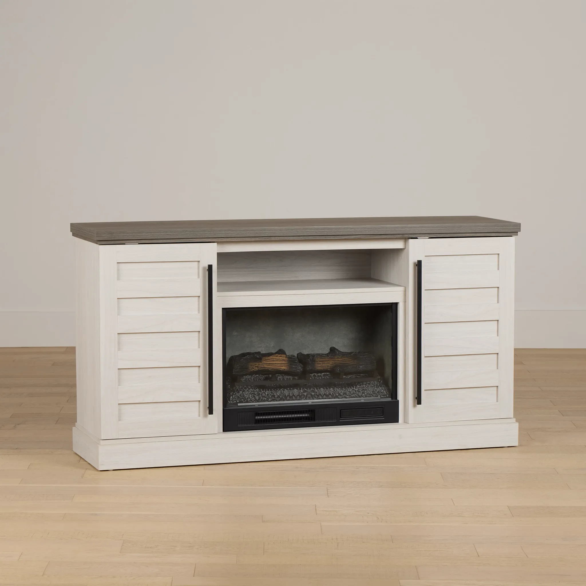 Westlake Two-tone 65" Tv Stand With Fireplace Insert