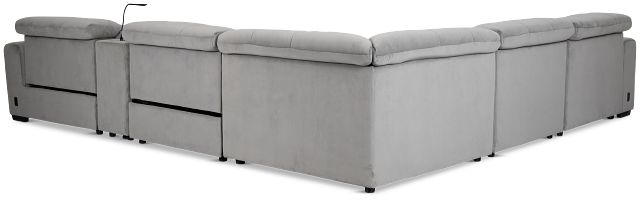 Gemma Light Gray Velvet Medium Triple Power Left Chaise Sectional