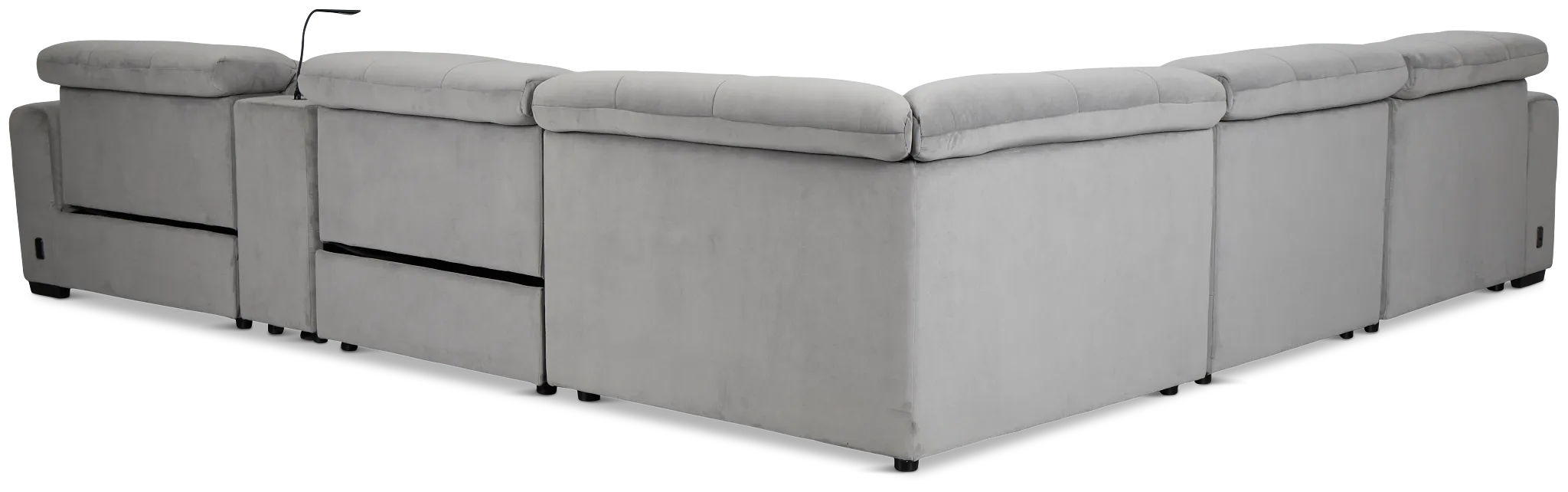 Gemma Light Gray Velvet Medium Triple Power Left Chaise Sectional