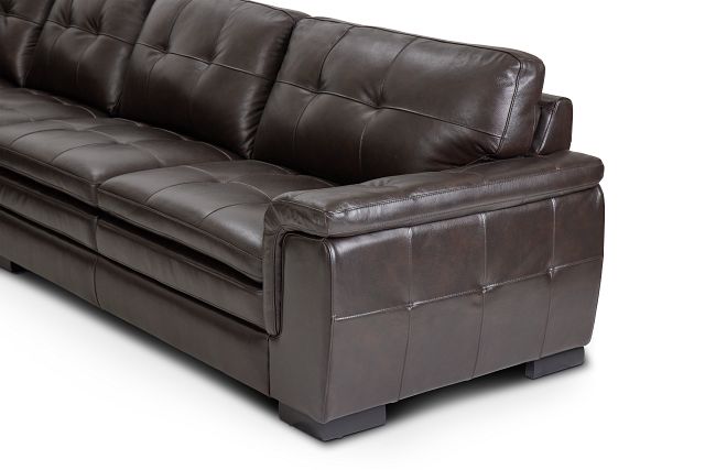 Braden Dark Brown Leather Large Left Chaise Sectional