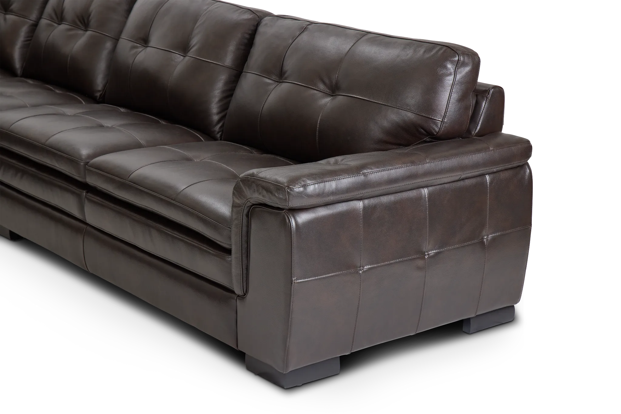 Braden Dark Brown Leather Large Left Chaise Sectional