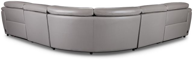 Marion Gray Lthr/vinyl Small Two-arm Power Reclining Sectional