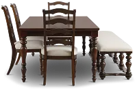 Savannah Dark Tone Rect Table, 4 Chairs & Bench
