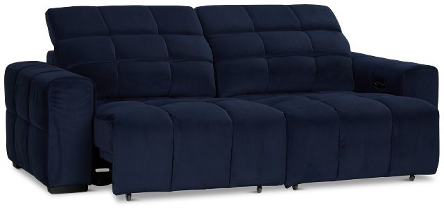Gemma Navy Velvet Power Chaise Sofa