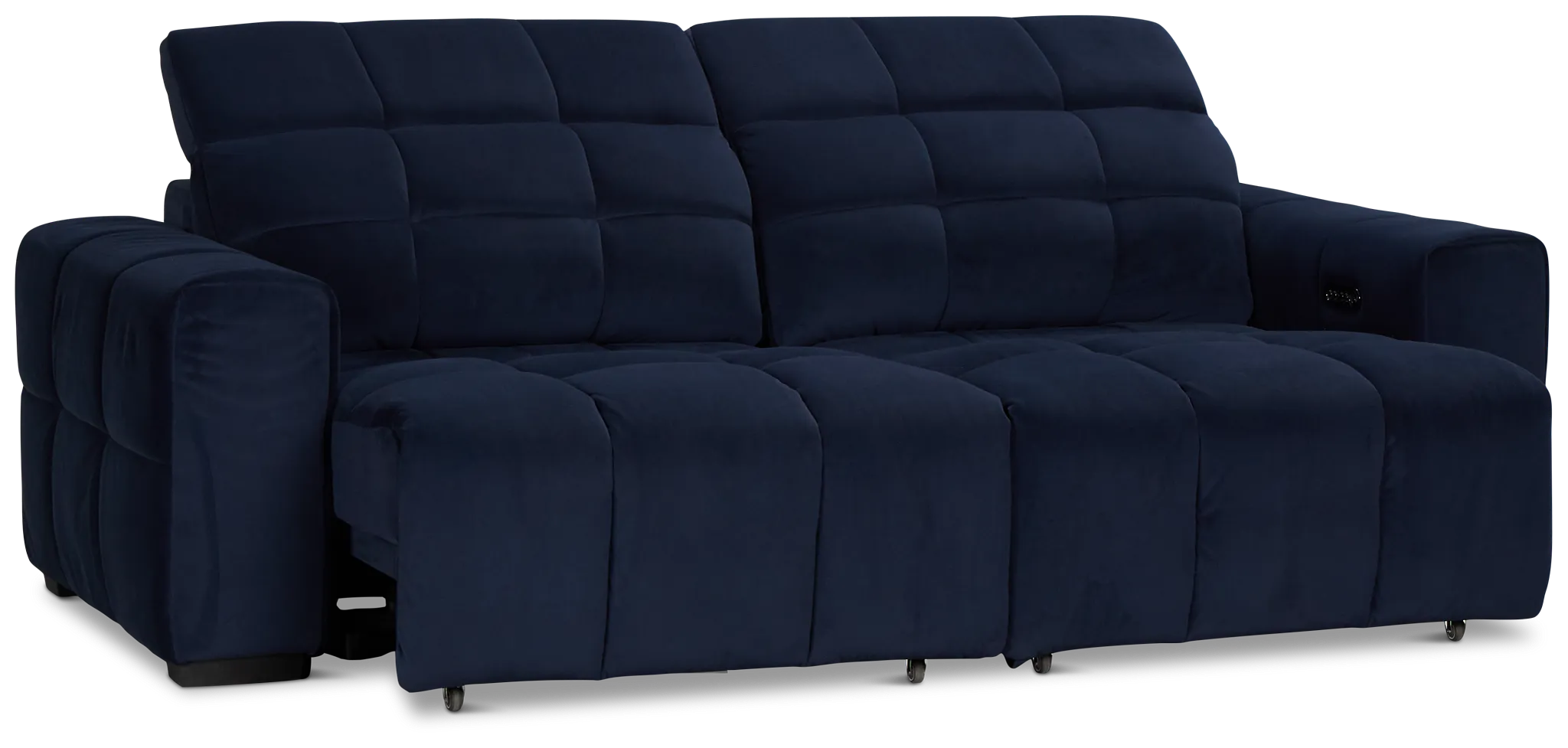 Gemma Navy Velvet Power Chaise Sofa