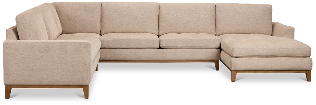 Maisie Light Brown Fabric Medium Right Chaise Sectional