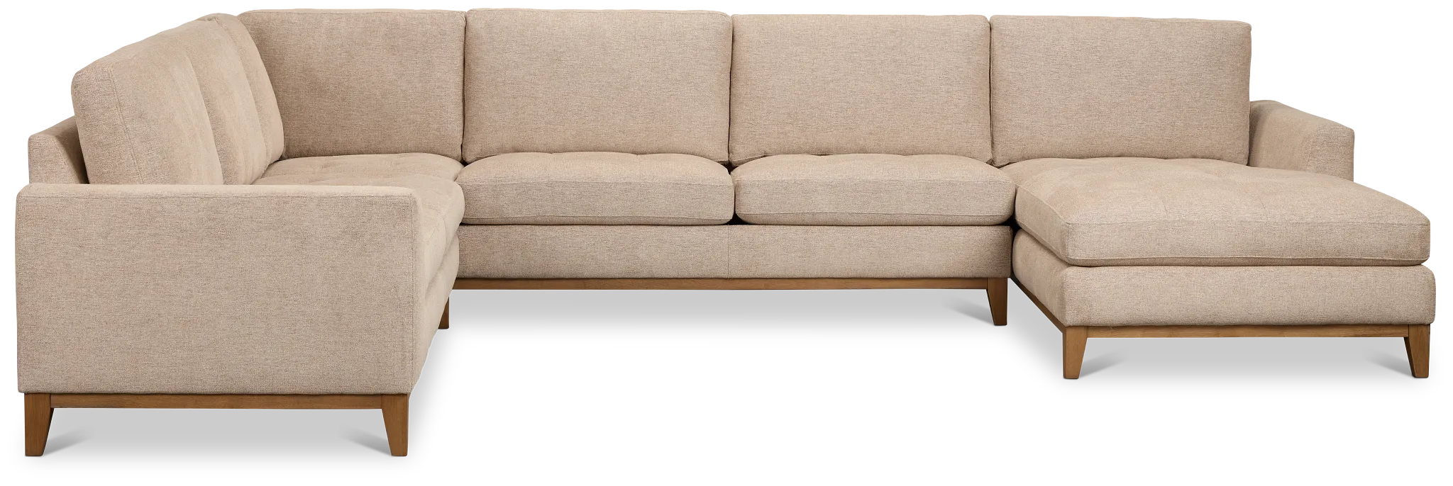 Maisie Light Brown Fabric Medium Right Chaise Sectional