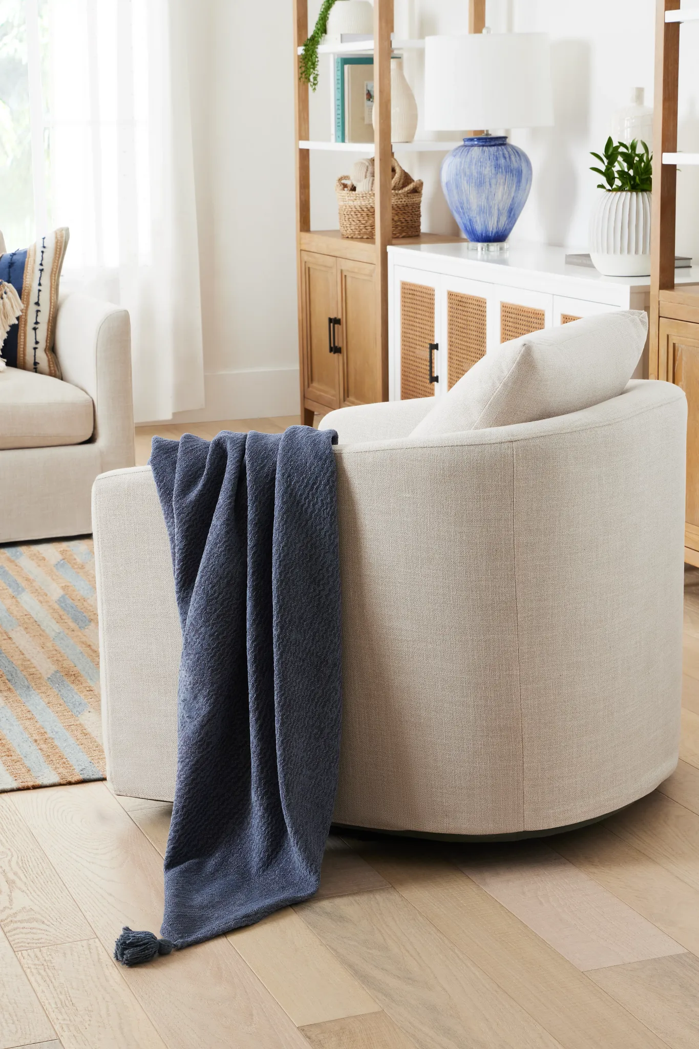 Willow Light Beige Fabric Swivel Chair