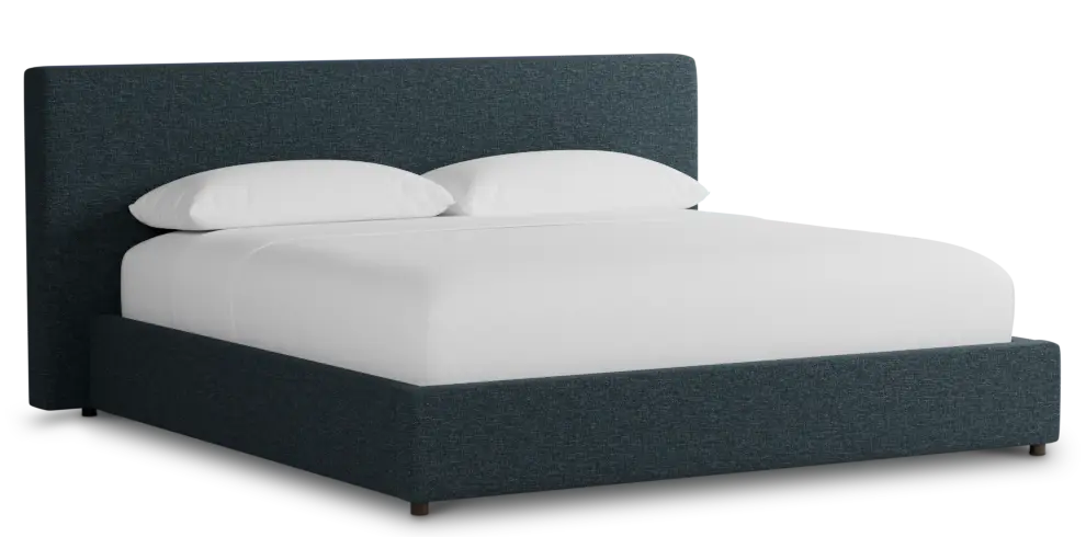 Gayton Elavation Dark Blue 44" Upholstered Platform Bed Gayton Elavation Dark Blue 44" Upholstered Platform Bed