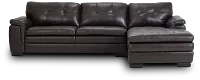 Braden Dark Brown Leather Right Chaise Sectional