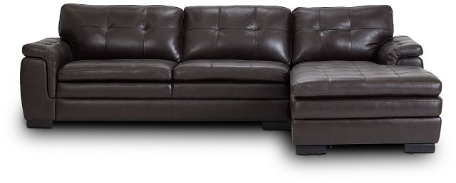 Braden Dark Brown Leather Right Chaise Sectional