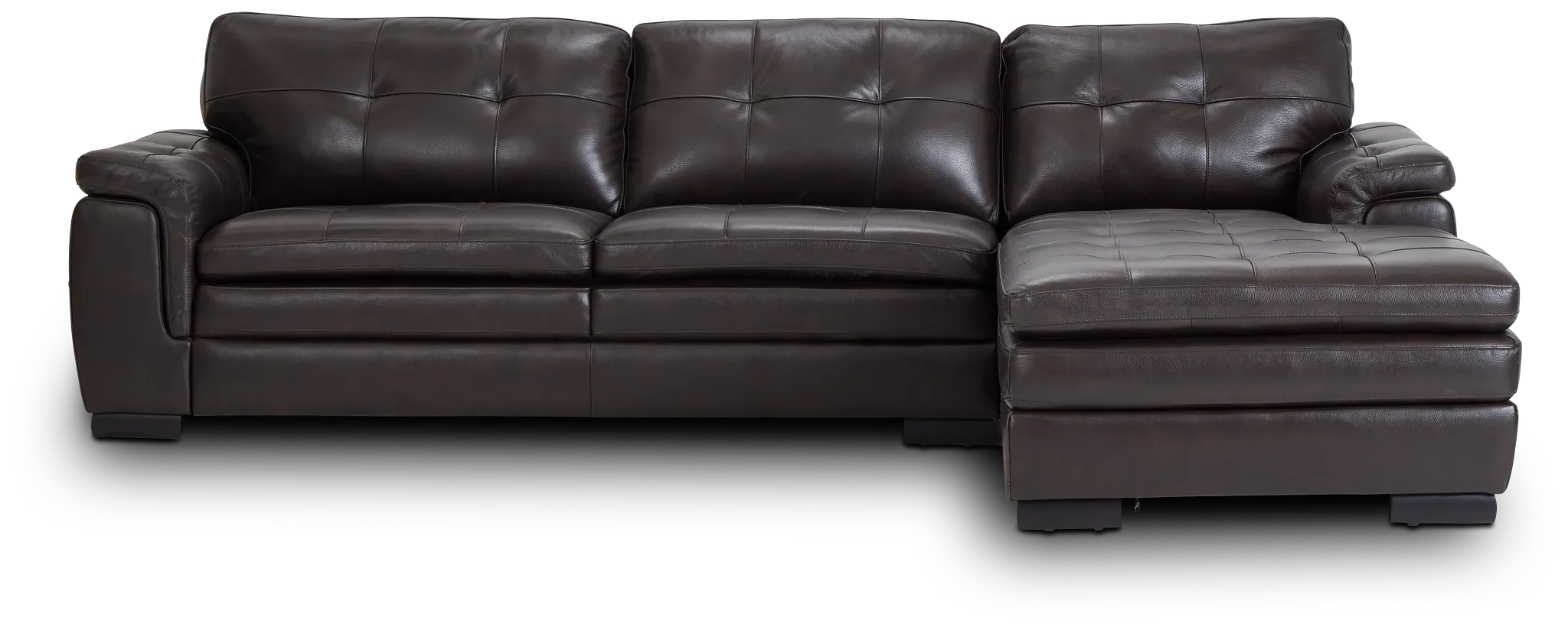 Braden Dark Brown Leather Right Chaise Sectional