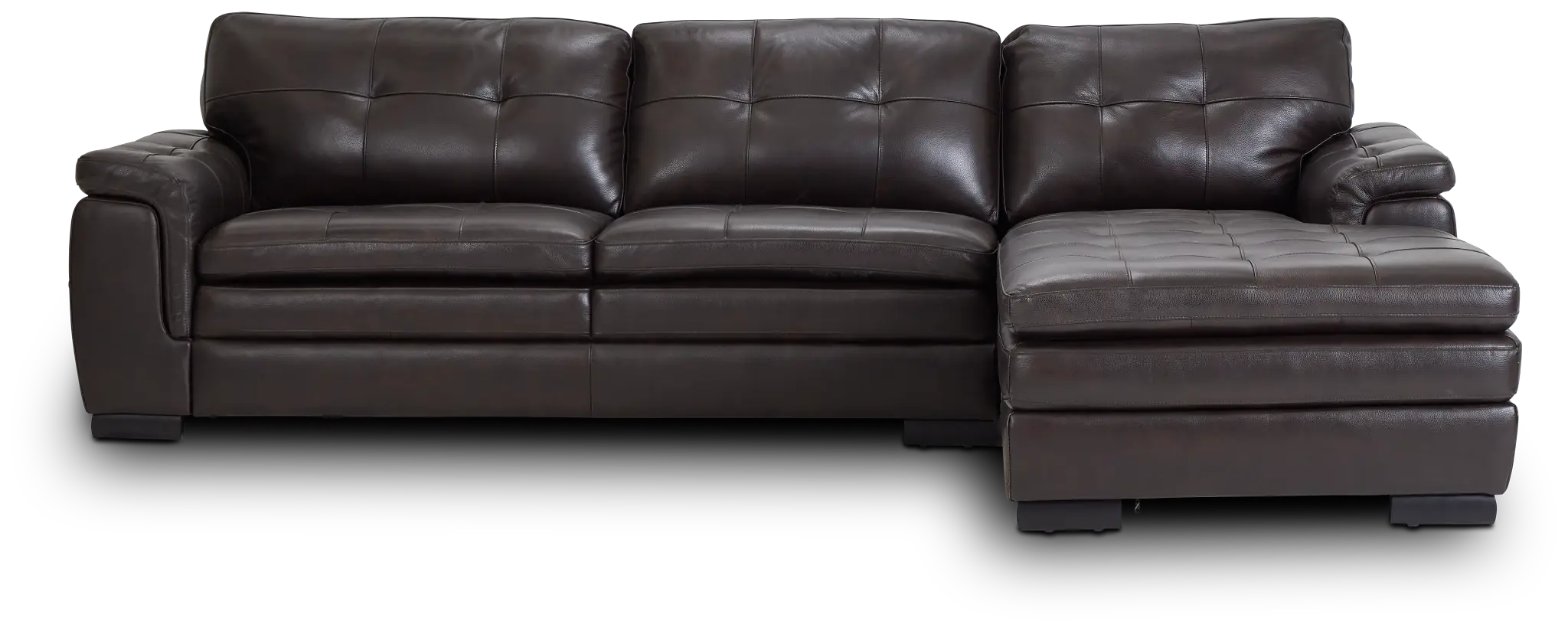 Braden Dark Brown Leather Right Chaise Sectional Braden Dark Brown Leather Right Chaise Sectional