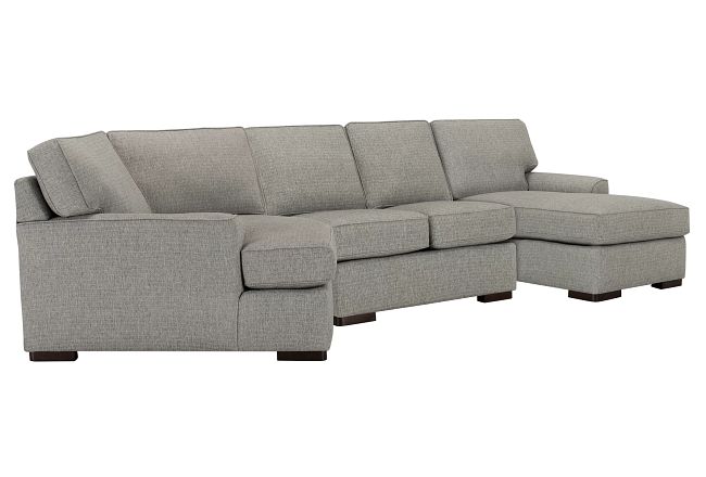 Austin Gray Fabric Right Facing Chaise Cuddler Sectional