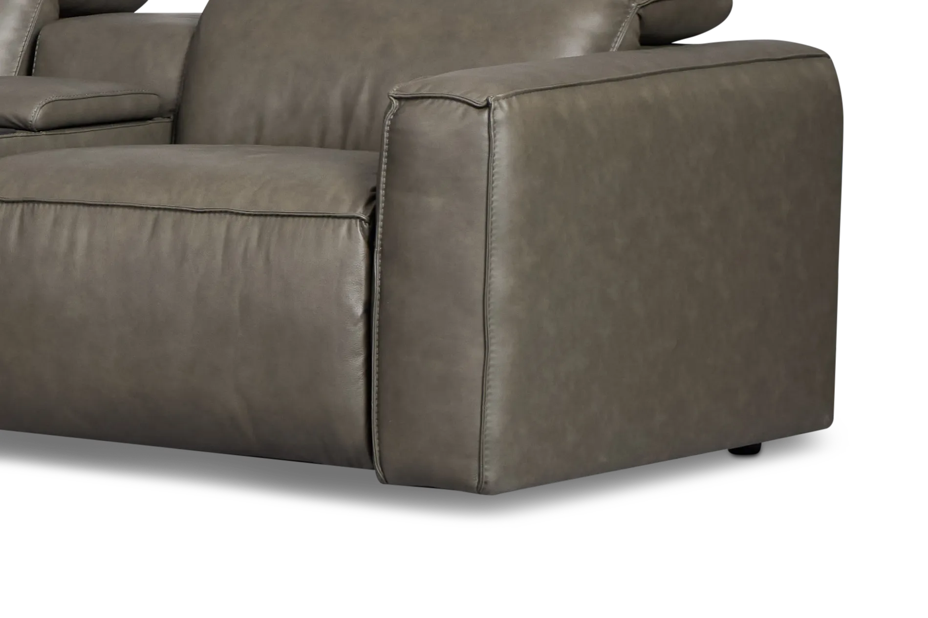 Ryland Dark Gray Lthr/vinyl Large Triple Power Reclining Two-arm Sectional