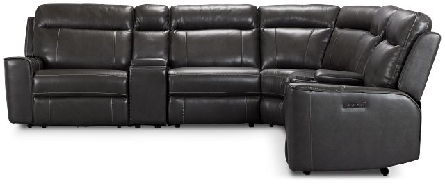 Benji Dark Gray Lthr/vinyl Large Dual Power Reclining Two-arm Sectional