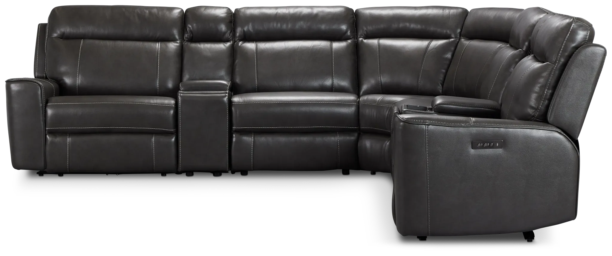 Benji Dark Gray Lthr/vinyl Large Dual Power Reclining Two-arm Sectional