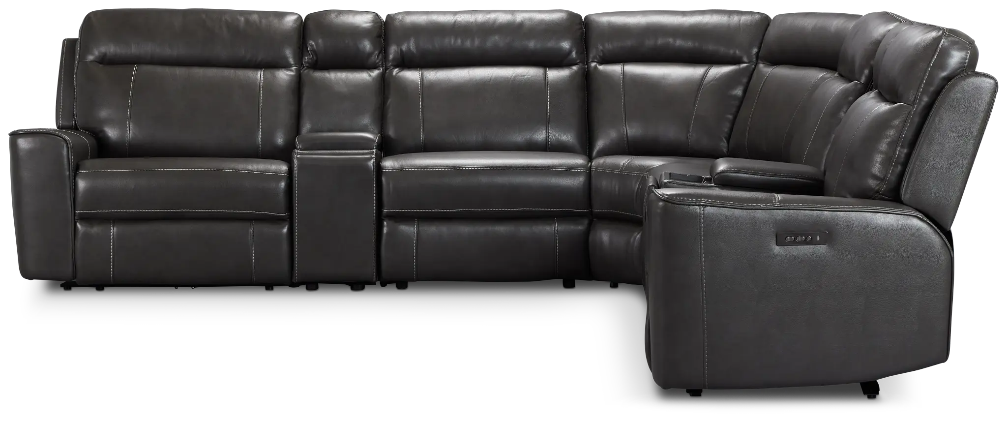 Benji Dark Gray Lthr/vinyl Large Dual Power Reclining Two-arm Sectional Benji Dark Gray Lthr/vinyl Large Dual Power Reclining Two-arm Sectional