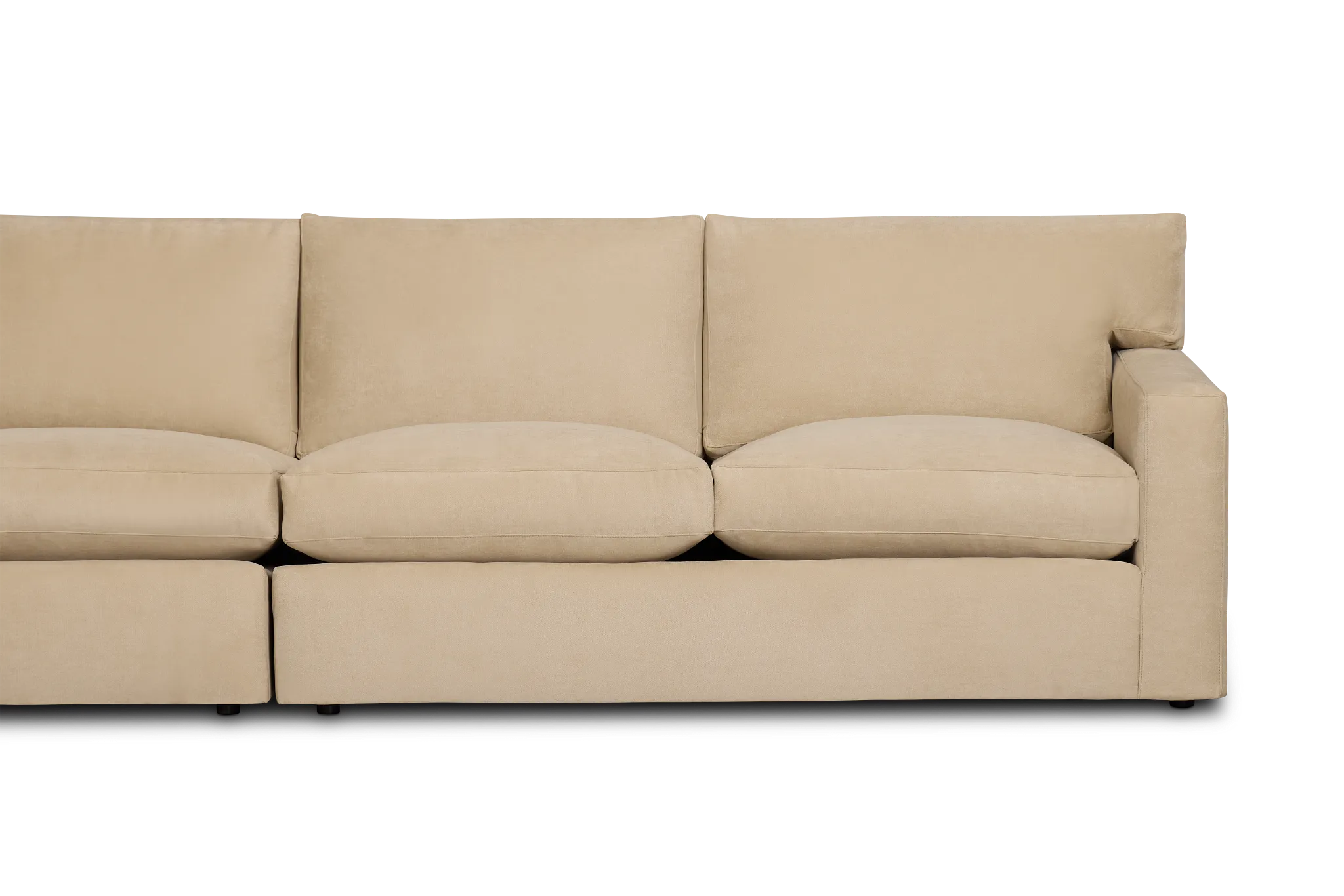 Hudson Beige Fabric Large 2-arm Wedge Sectional