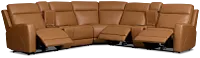 Flexsteel Belmont Medium Brown Leather/Vinyl Large Triple Power Reclining Two-arm Sectional