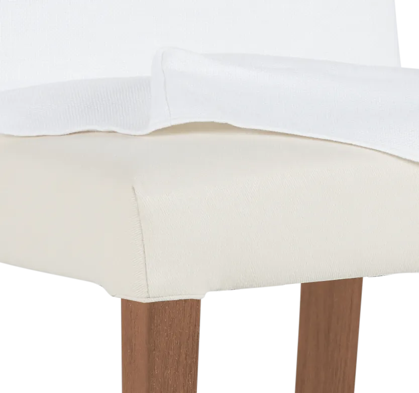 Destination White Short Slipcover Chair With Light Tone Leg