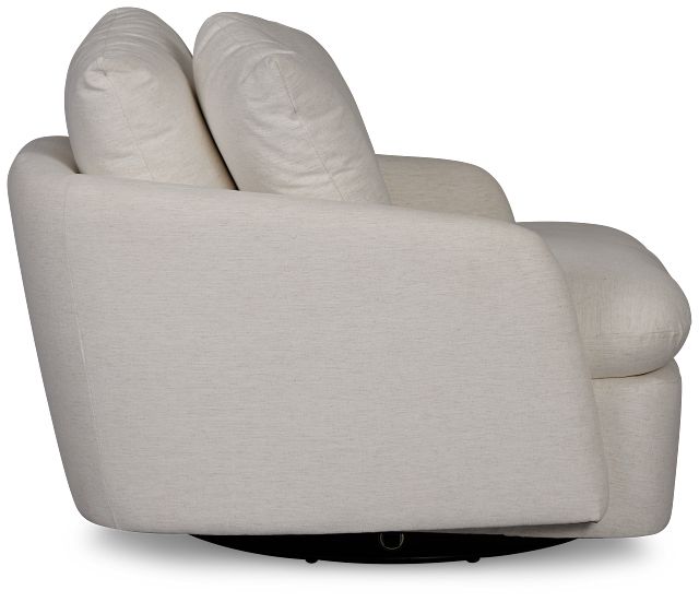 Serena White Fabric Swivel Chair