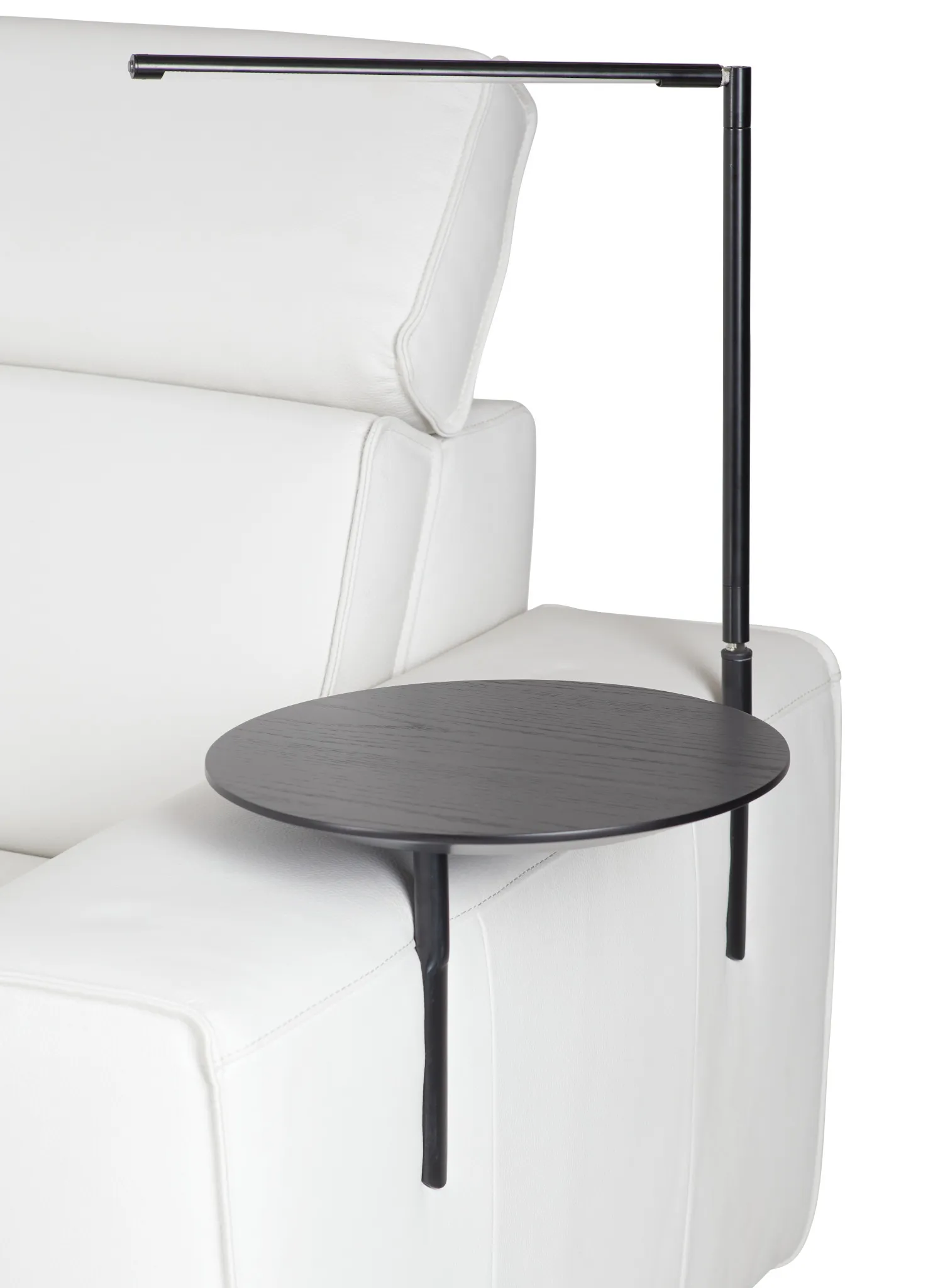 Carmelo White Leather Medium Dual Power Sectional W/right Table & Light