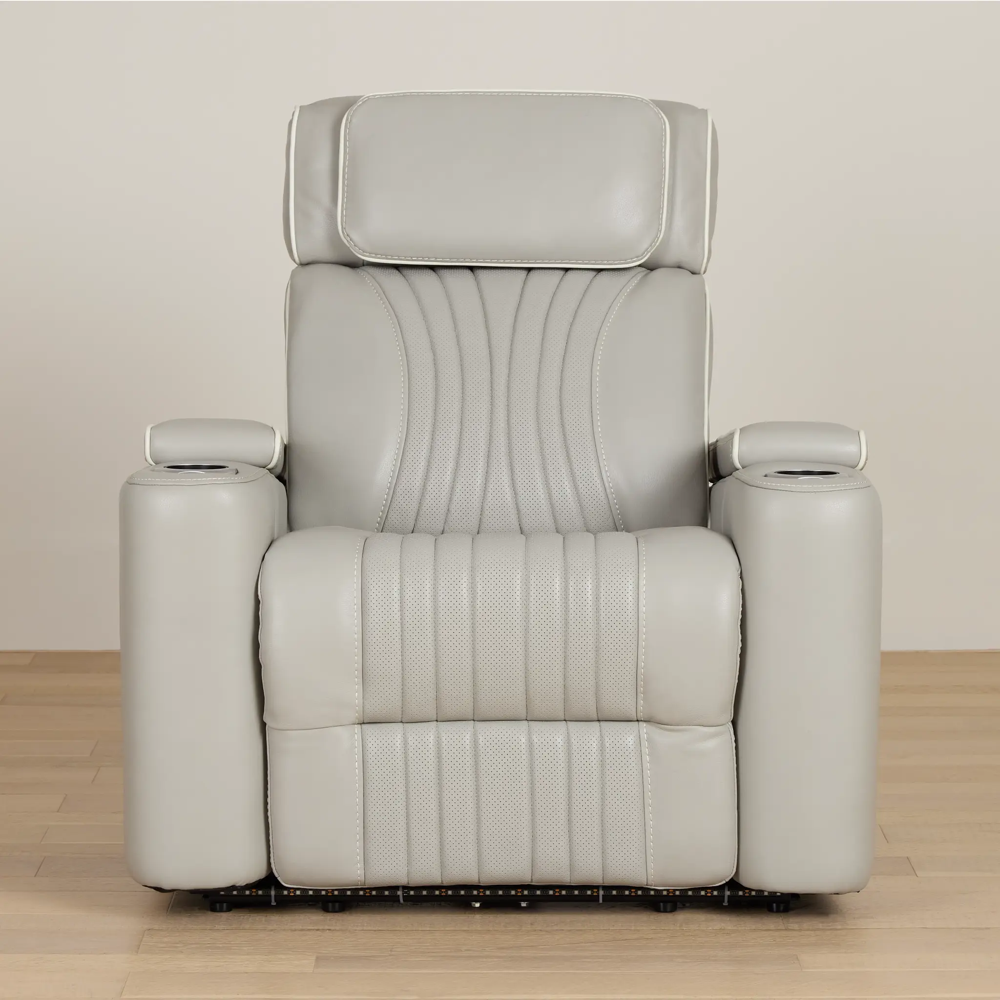 Nova Light Gray Lthr/vinyl Power Recliner W/ Massage Nova Light Gray Lthr/vinyl Power Recliner W/ Massage