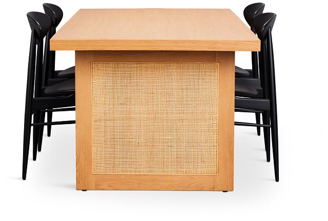 Brisbane Light Tone Rectangular Table & 4 Wood Chairs