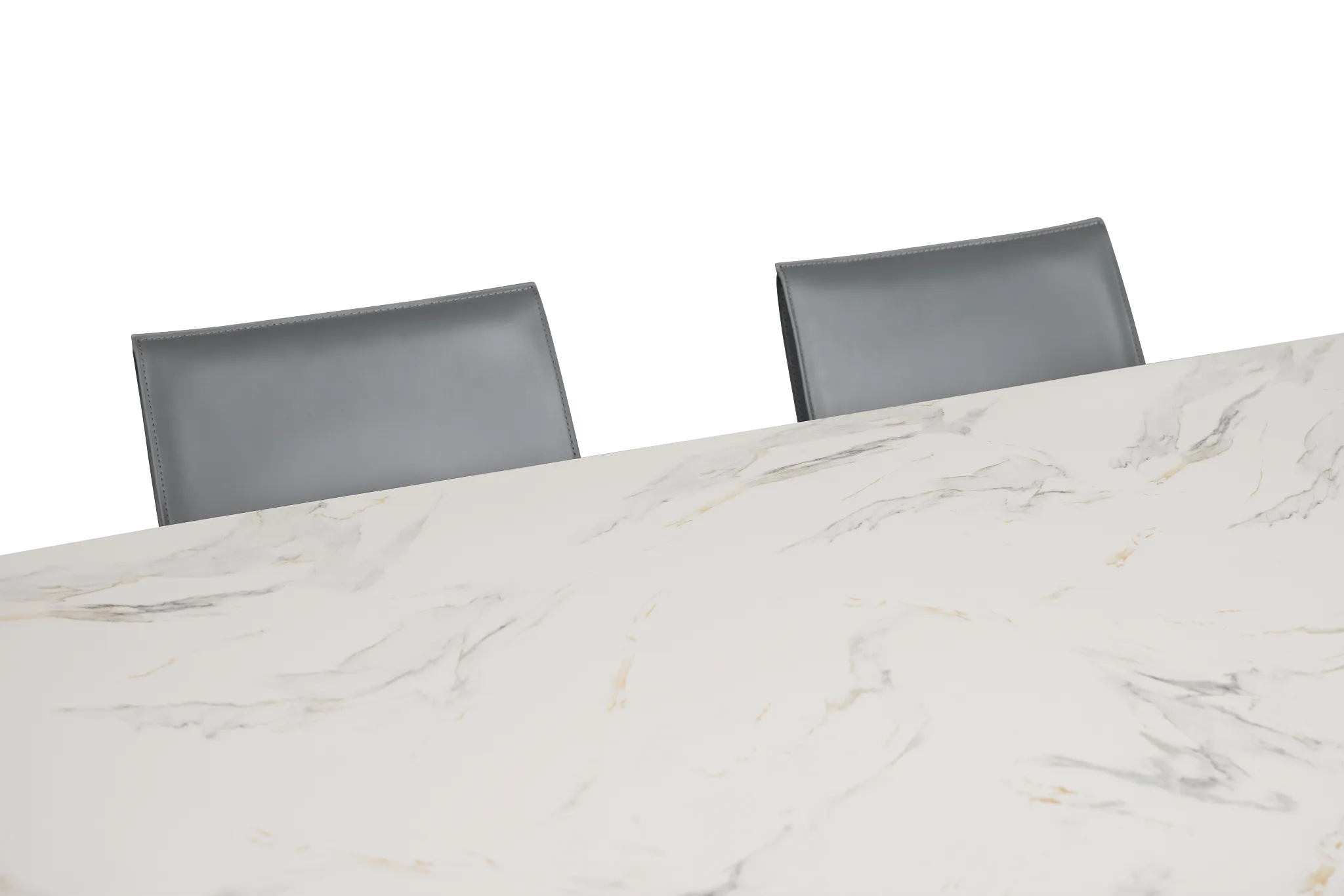 Viscaya White Rect Table & 4 Gray Upholstered Chairs