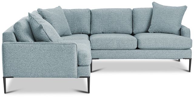 Morgan Teal Fabric Small Right 2-arm Sectional W/ Metal Legs (2)
