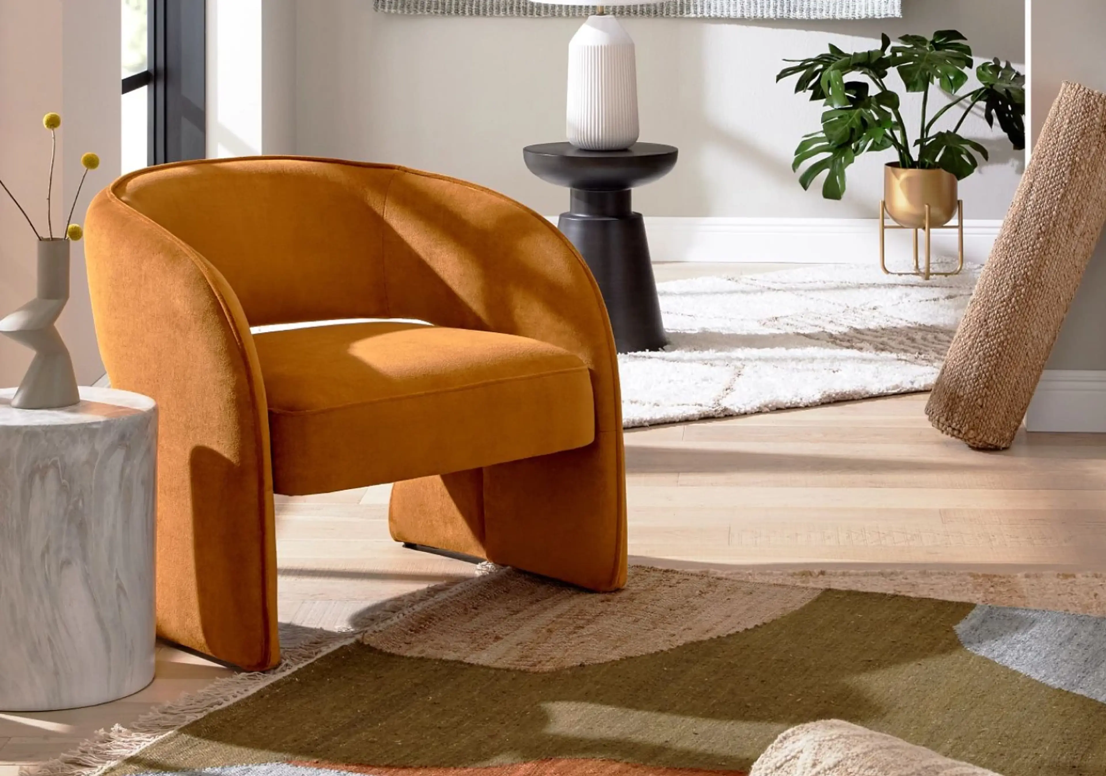 2. Curved Accent Chair