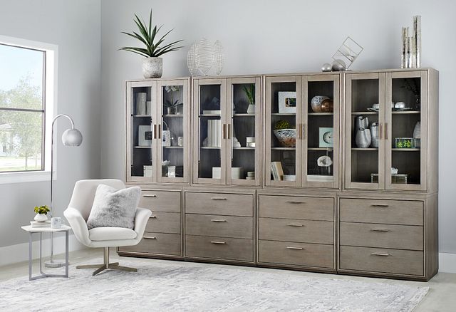 Highline Gray Drawer Bookcase Wall