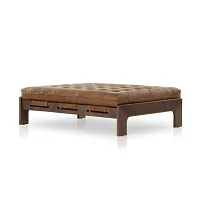Four Hands Ferda Brown Leather Cocktail Ottoman