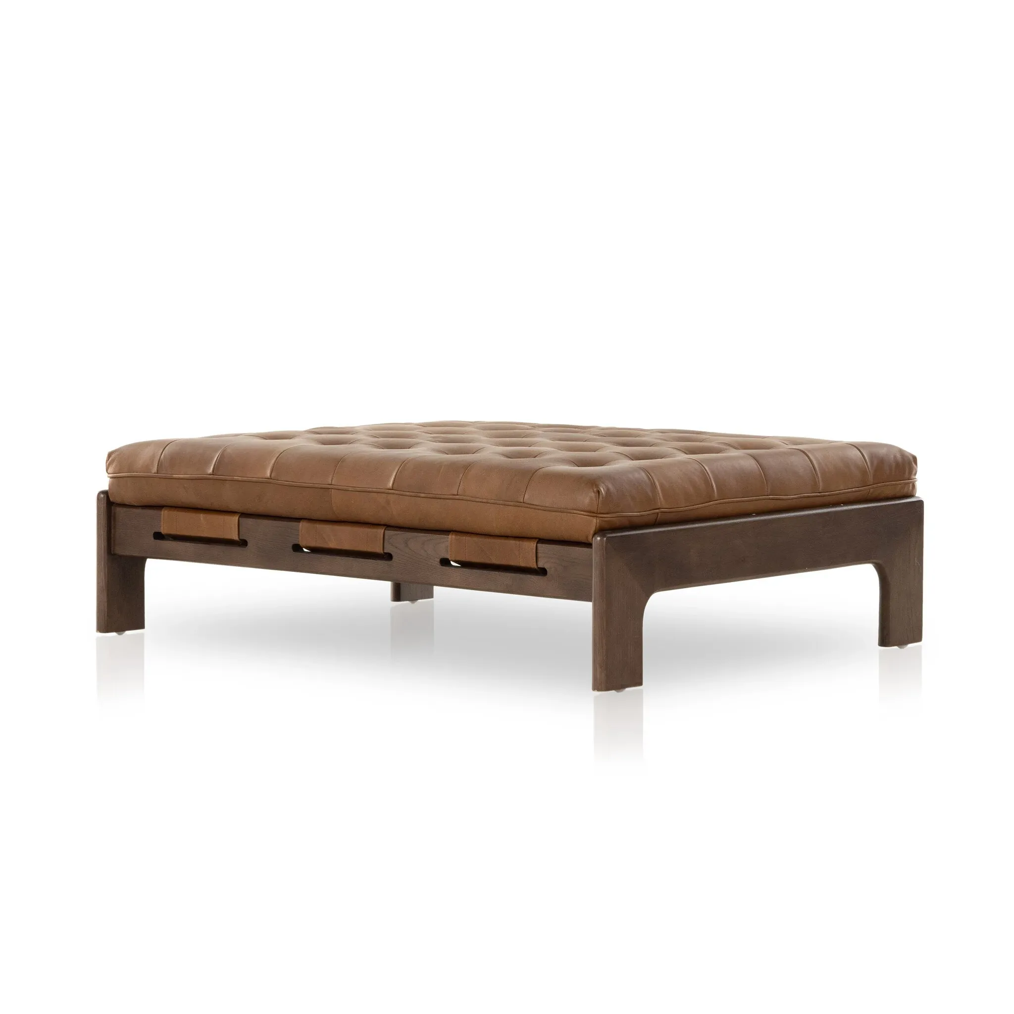 Four Hands Ferda Brown Leather Cocktail Ottoman